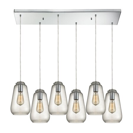 Elk Lighting Orbital 6-Lght Rectangular Pendant in Polished Chrm w/Clear Glass 10423/6RC